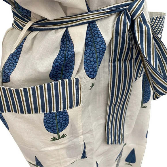 Cotton Block Printed Robe Cypress Tree Print - Picture 4 of 6